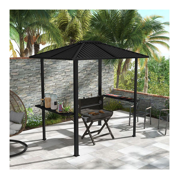 Outdoor Grilling 6x8 Hardtop BBQ Gazebo with 2 Side Shelves 102 lbs H92.5 x W96.5 x D70.9