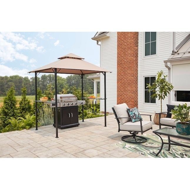 Outdoor Patio Grill Gazebo Tent AJUNION 5x8 Double Tiered BBQ Canopy with Steel Frame