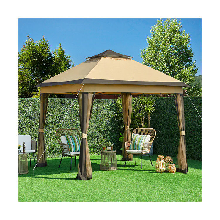 Powder Coated 3.3x3.3M Outdoor Gazebo Tent Pop Up with 4 Mesh Sidewalls Waterproof