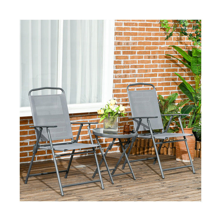 Portable Foldable Chair Balcony Furniture Bistro Set Garden Chair AJUNION Metal Outdoor