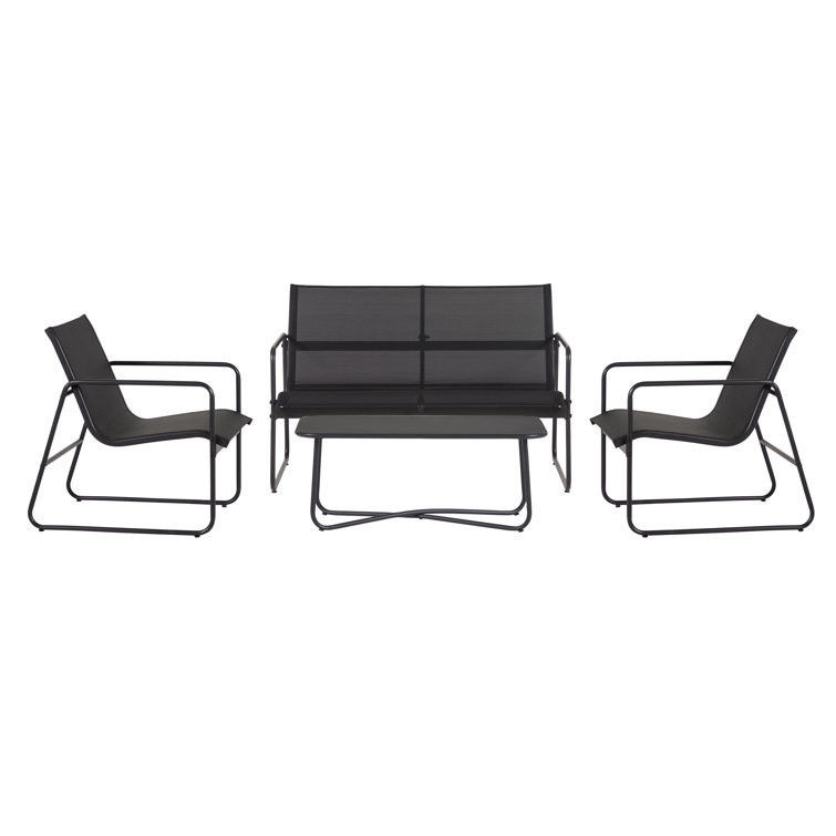 Metal Furniture Patio Set for Backyard Garden AJUNION 4 Seater Conversation Lounge Set