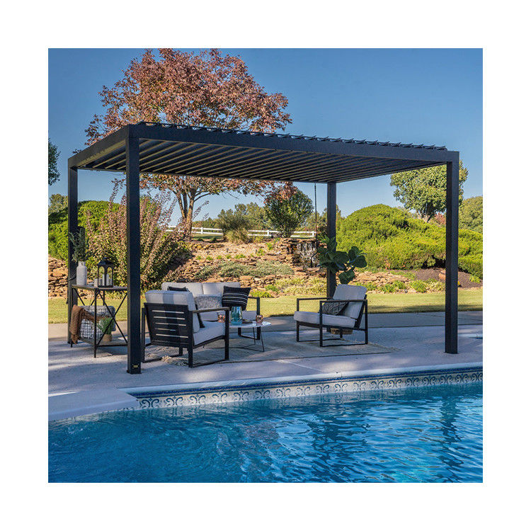 Adjustable Rainproof Roof Steel Pergola for Heavy Duty Outdoor Living Area Space