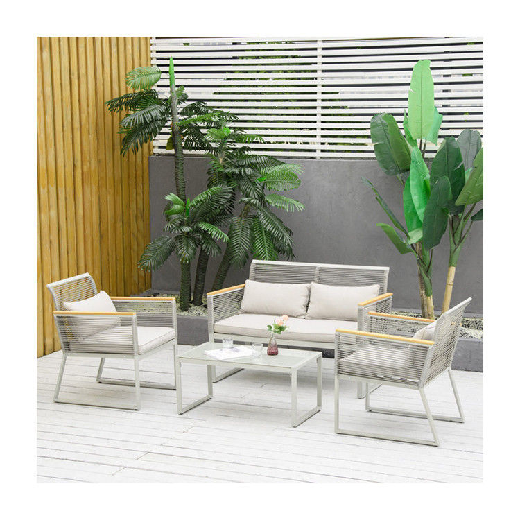 AJUNION Garden Set with Handwoven PE Rattan and Aluminum Frame W59.5 x D68.5 x H79cm