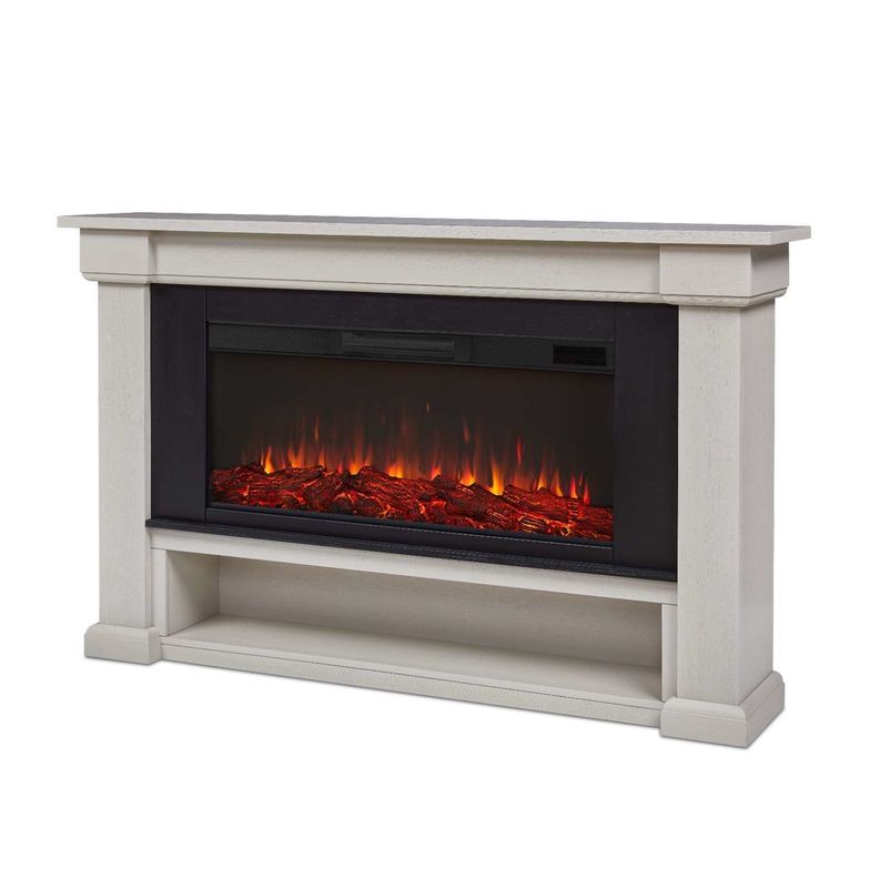 Electric Fireplace Cabinet with Firewood Storage and 100 BTU Heat Output Remote Control
