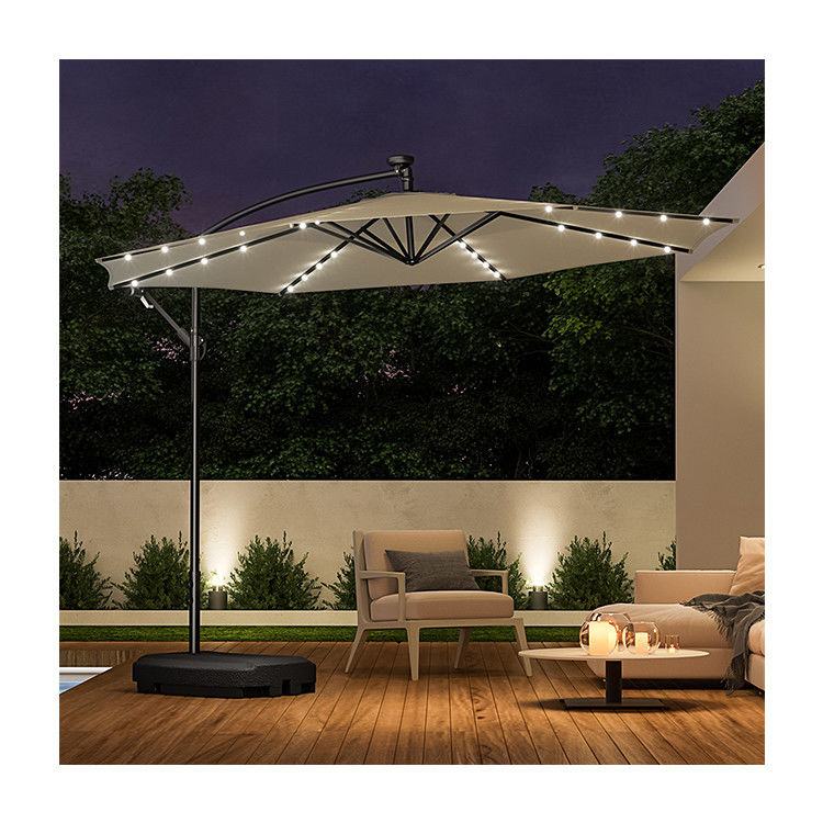 Customized Color Garden Umbrella with Light Waterproof Commercial Restaurant Cantilever