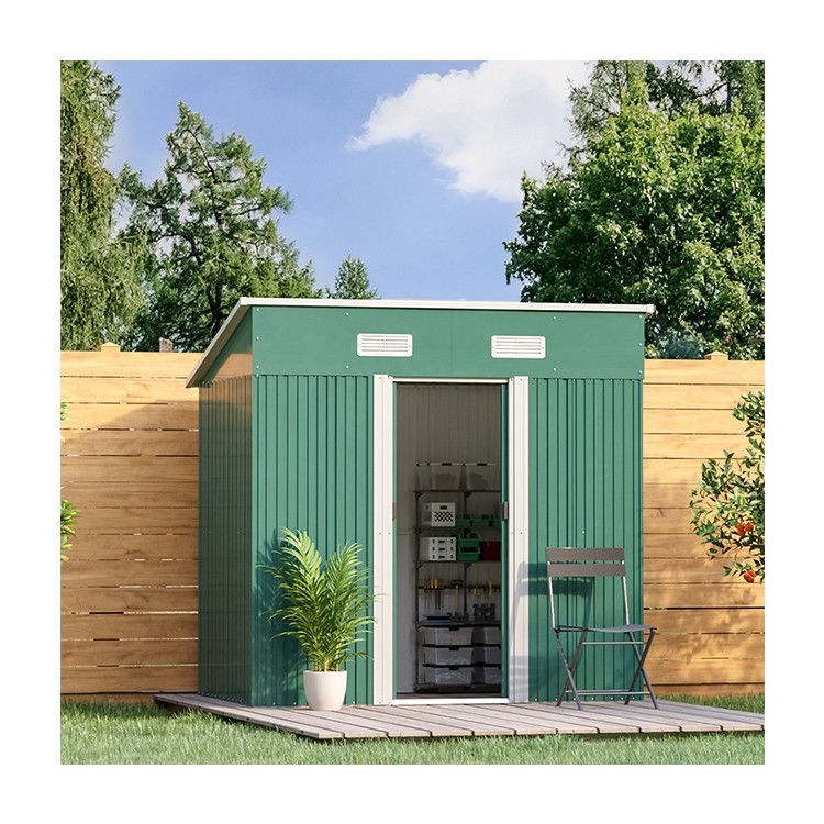 Color Steel Plate Metal Garden Storage Shed 2 Air Vent for Tools Bike Galvanized Steel