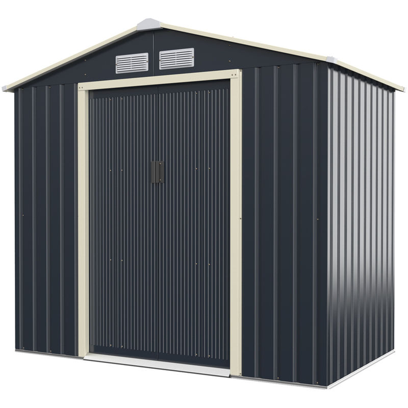 Large Size Metal Garden Building Shed with 4 Vents 43kg Powder Coated Frame by AJUNION