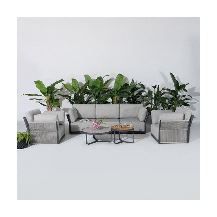 Commercial Villa Outdoor Sofa Set with Aluminum Frame and Coffee Table Dia80 x H33cm