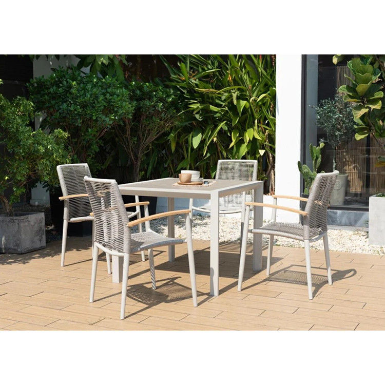 Enjoy Al Fresco Meals with AJUNION Luxury Aluminum Garden Set and Rope Weave Armchair