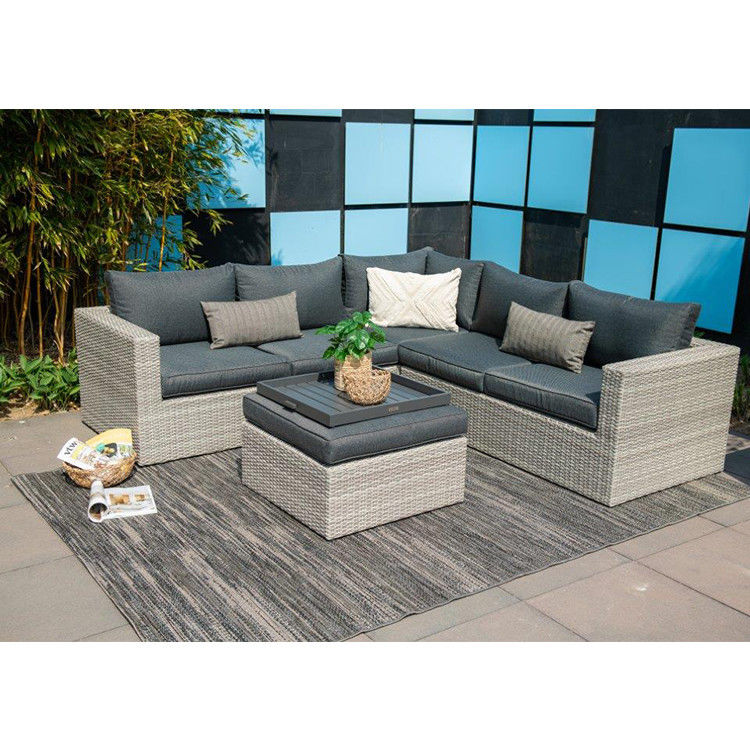 AJUNION Outdoor L Shape Rattan Corner Sofa Set Patio Furniture W155 x D85.5 x H65cm