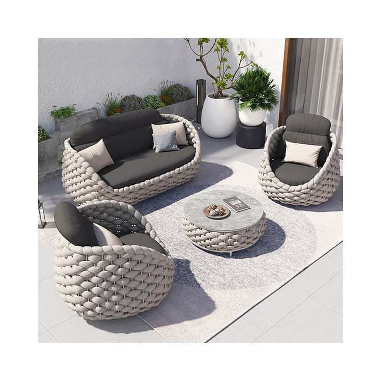 Outdoor Balcony Villa Commercial Rope Garden Set with Modern Design Style Sofa Lounge