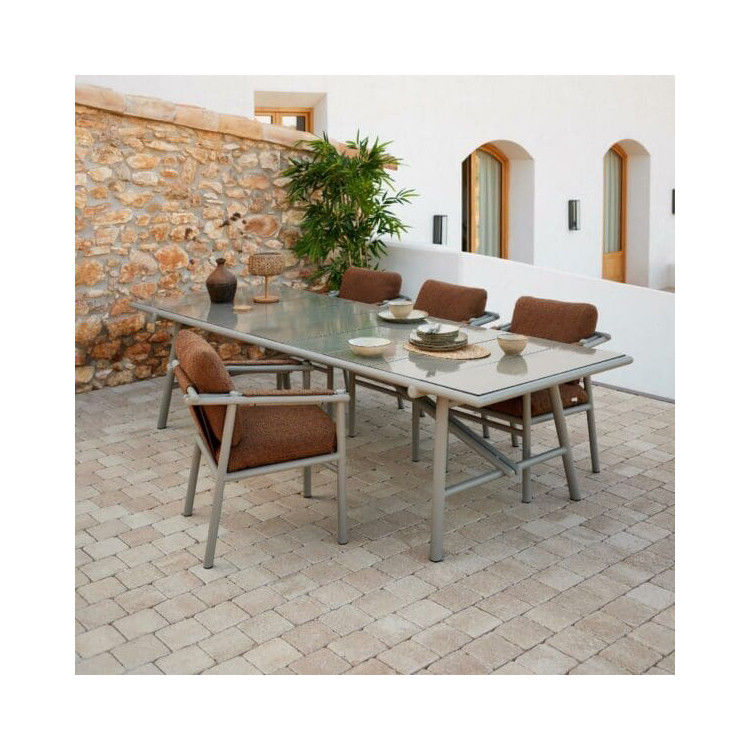 Minimalist Outdoor Dining Set AJUNION Luxury Aluminum Furniture for Garden or Cottage