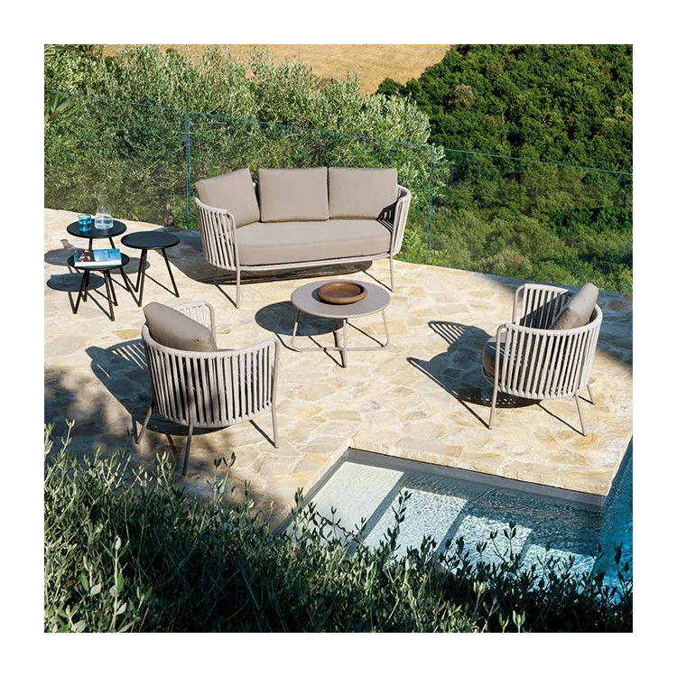 Villa Outdoor Sofa Set with Steel Frame and Handcrafted Rope AJUNION Luxury Garden Set