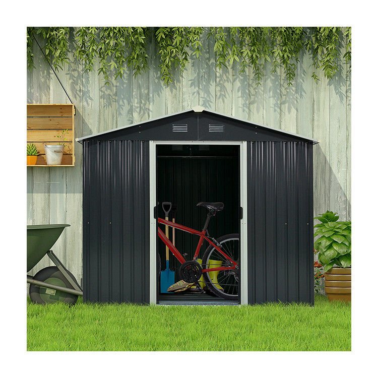 Color Steel Plate Galvanized Steel Outdoor Garden Roofed Metal Storage Shed AJUNION 8x6ft