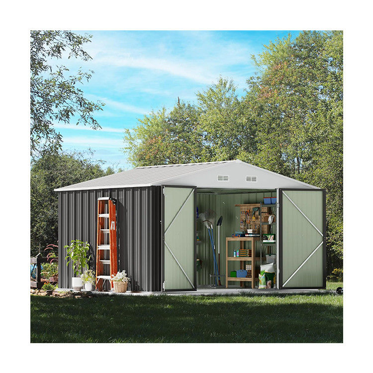 Outdoor Storage Tools Shed Large Size 8x10FT Metal House with 66.5&quot; Height Steel Doors