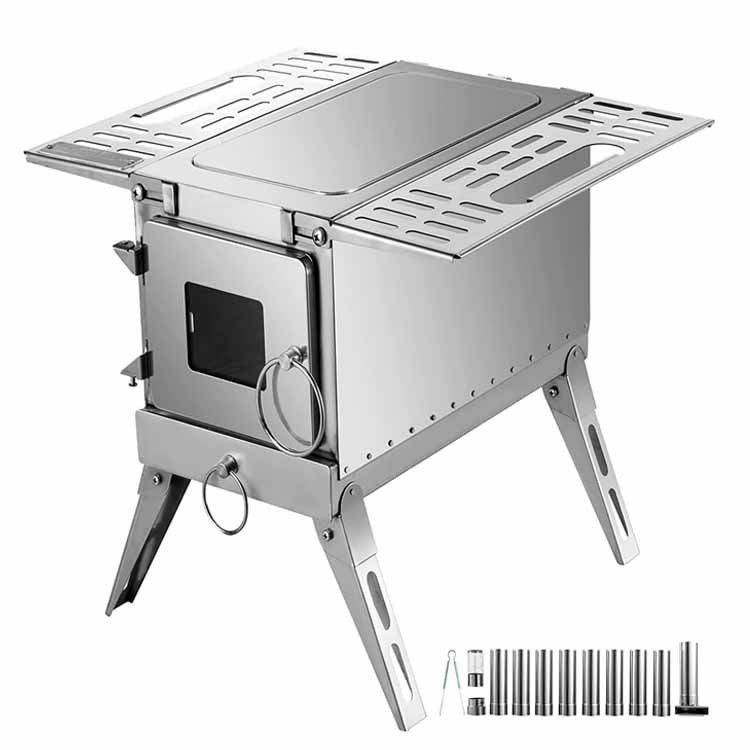 Folding Stainless Steel Wood Burning Stove Ideal for Outdoor Camping and Hiking Trips