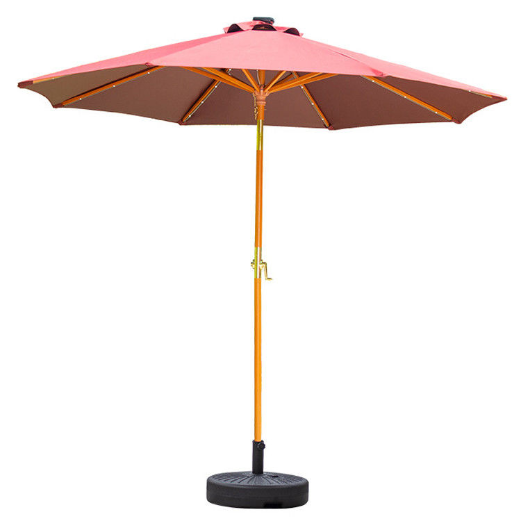 Solid Wood Round Parasol Sun Umbrellas for Outdoor Camping Cafe Patio Garden Furniture