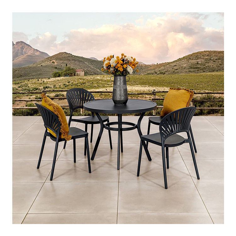 Round Dining Table and L 52 x W45 x H83cm Chair Size Set for Outdoor Living by AJUNION