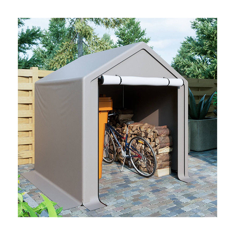 PE Fabric Roof Cover AJUNION 6.2x5.6ft Outdoor Storage Tent Metal Garden Bike Shed for Tools Firewood