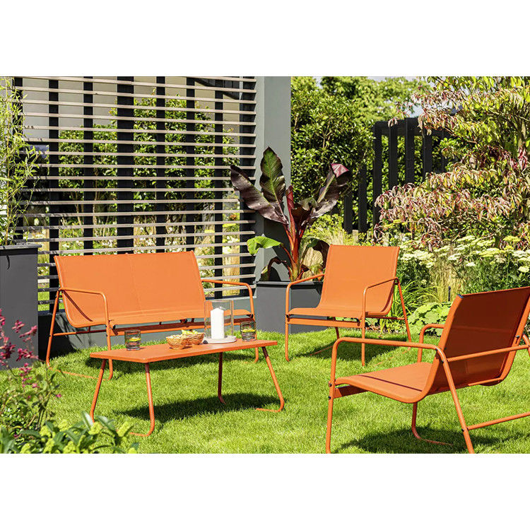 Outdoor Furniture AJUNION Colorful Macaron Metal Patio Set with 4 Seating Lounge Chairs