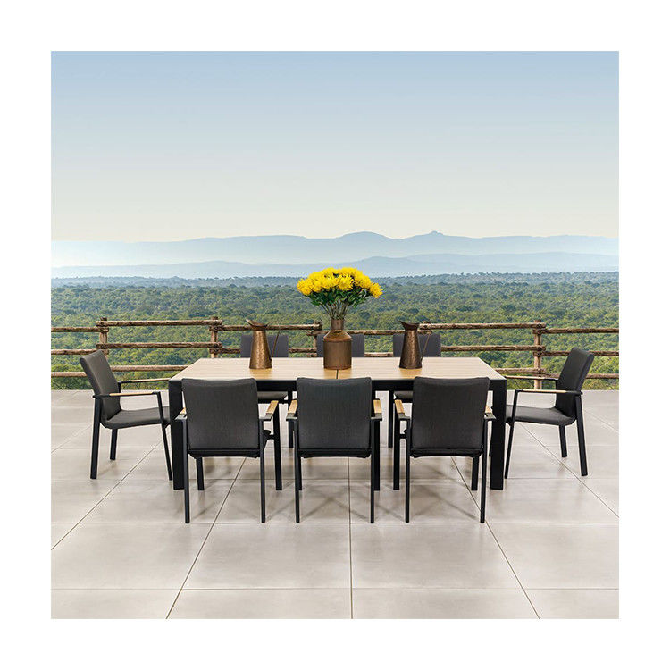 Y Mail Packing 8 Seater Outdoor Dining Set with Metal Furniture and Teak Wood Table