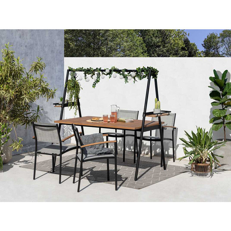 Metal Garden Set AJUNION Modern Design 4 Seat Outdoor Dining Set for Patio Furniture