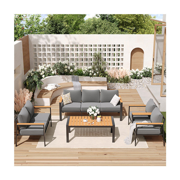Modern 7 Seater Metal Garden Furniture Set for Outdoor Sectional Sofa and Patio Furniture