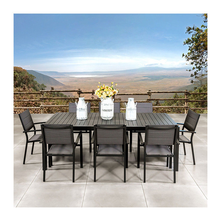 Outdoor Restaurant Furniture Metal Dining Set with 8 Seat Expandable Table by AJUNION