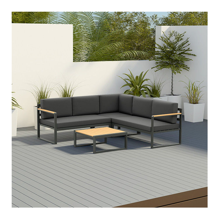 Outdoor Metal Furniture Set for Garden Corner Sofa Lounge Modern Design Wood