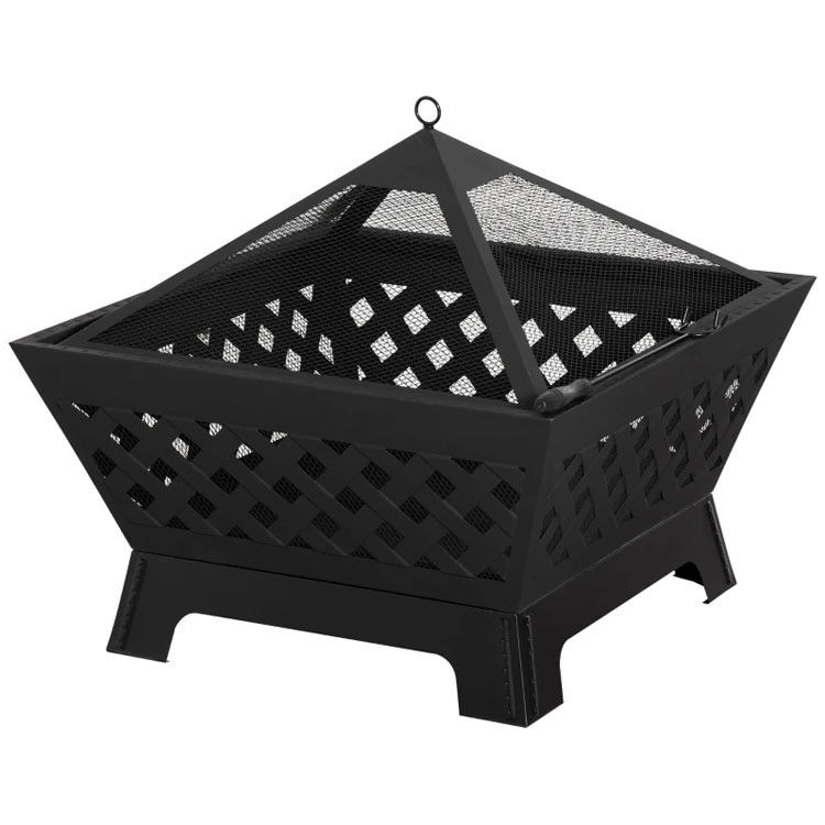 Black Cover Metal Wood Burning Fire Pit for Outdoor Patio Backyard Garden Bonfire Camping