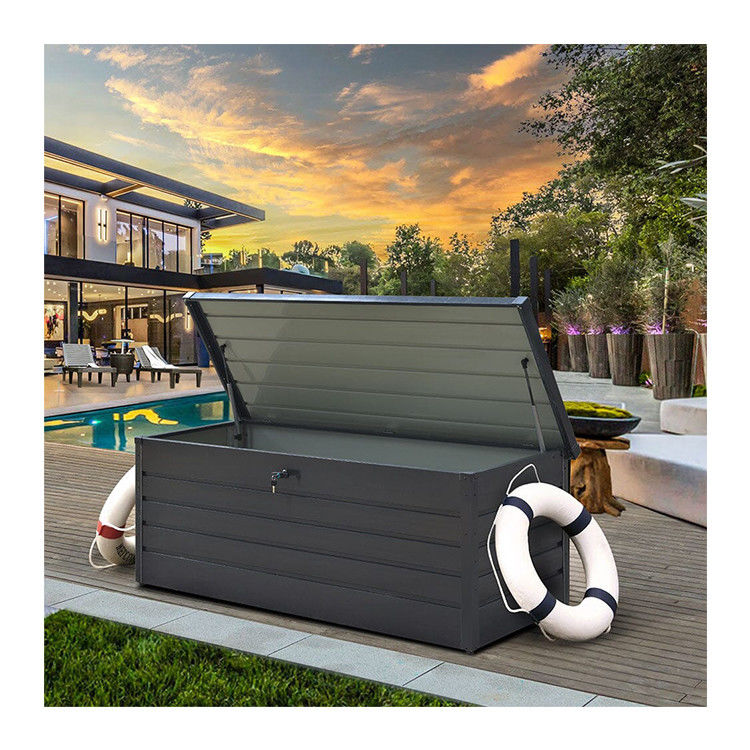 Modern Design AJUNION 600L Metal Waterproof Outdoor Garden Storage Box for Poolside