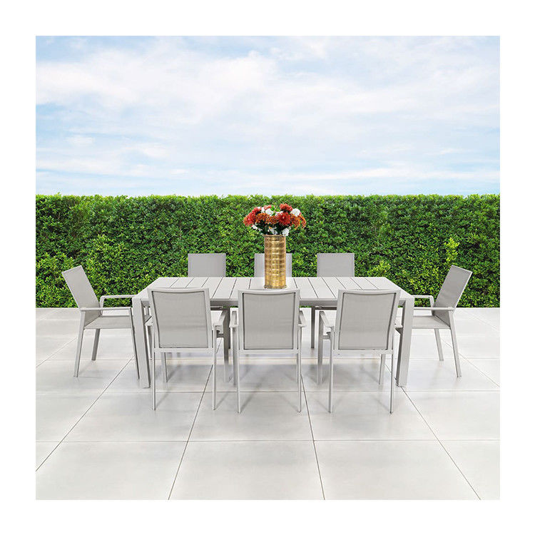8 Person Restaurant Dining Table and Chair Set with Aluminum Metal Frame in Modern Design