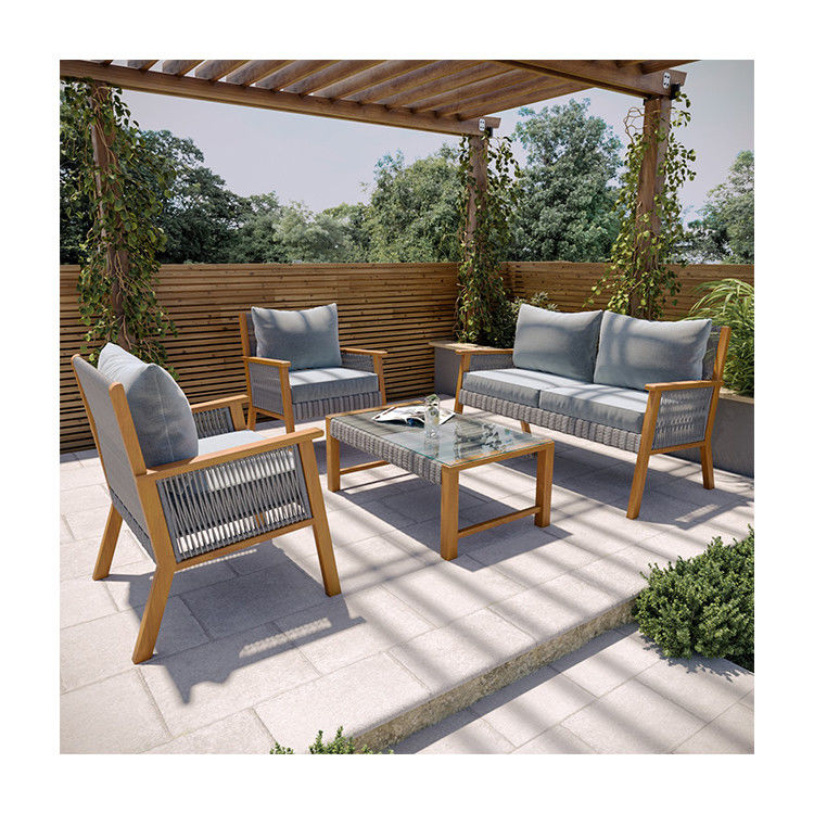 Y Mail Packing Rattan Weave Outdoor Sofa Set with Solid Wooden Frame and PE Wicker