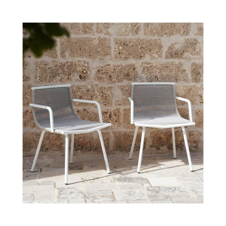 Metal Minimalist Garden Set AJUNION Aluminum Dining Chair Rope Weave Outdoor Furniture