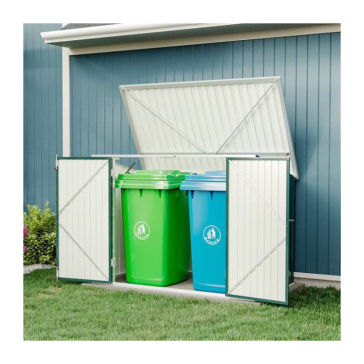 Galvanized Steel Bin Storage Shed with Lockable Doors Rot Proof Metal Type Steel