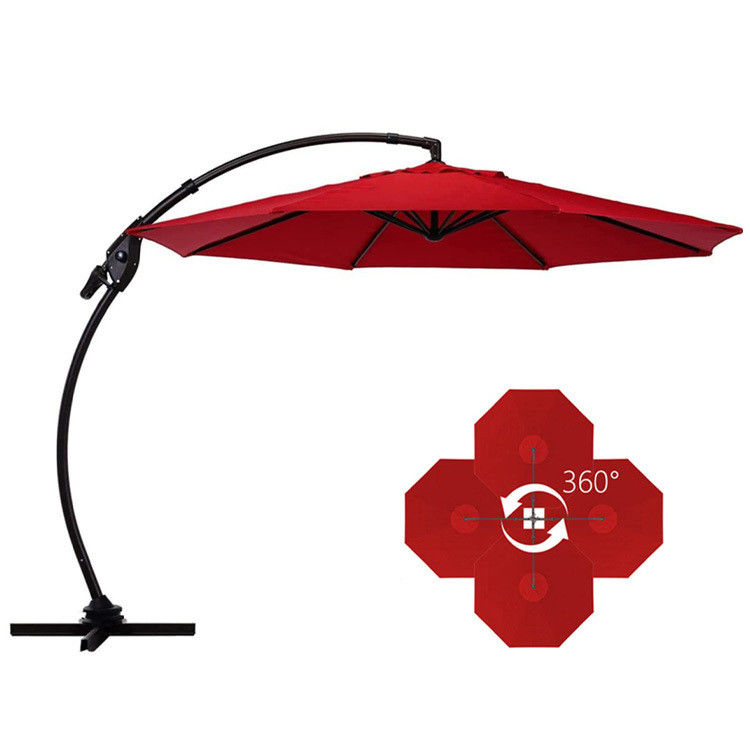 Outdoor Patio Garden Aluminum Curvy Cantilever S Shape Banana Umbrella Parasols with Base
