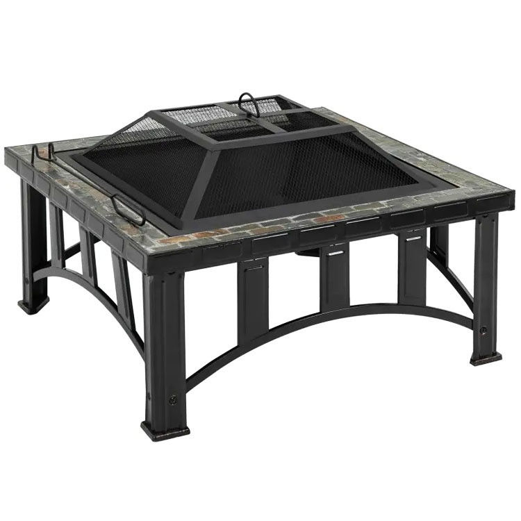 Backyard Patio Garden Bonfire Camping Fire Pit with Ice Bucket and Charcoal BBQ Grill