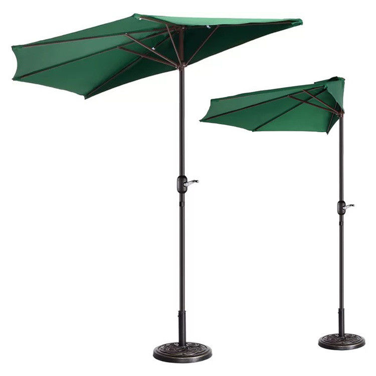 Bistro Outdoor Garden Patio Hand Crank Lift Umbrella 9*4.5*7.87 FT Half Round Sun Shade