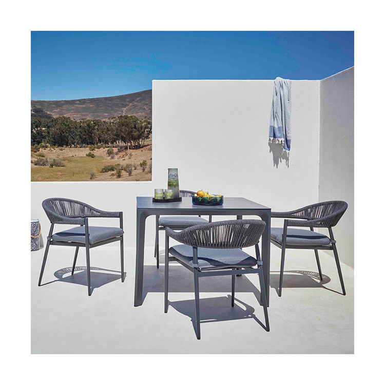 Stylish Outdoor Dining Set with Metal Frame and Rope Weave Armchair L 57 x W60 x H74cm
