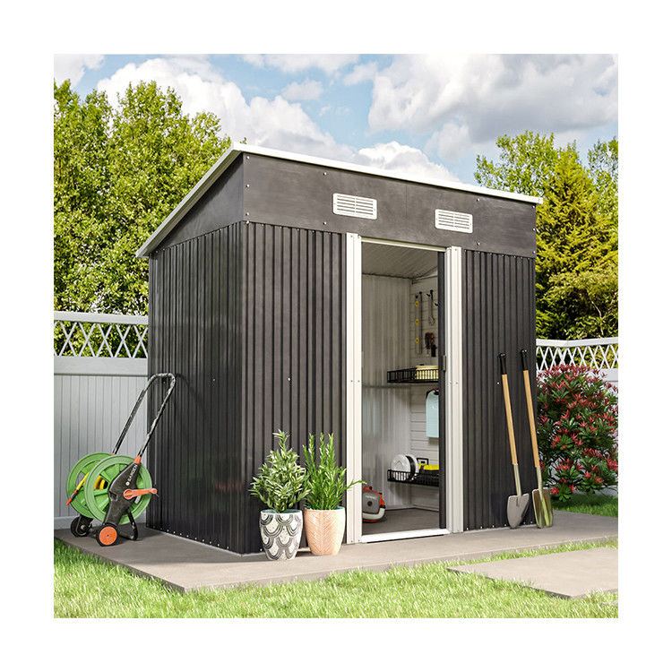 Rot Proof AJUNION 4x6ft Garden Shed Double Sliding Door Metal Storage Shed for Tools Bike