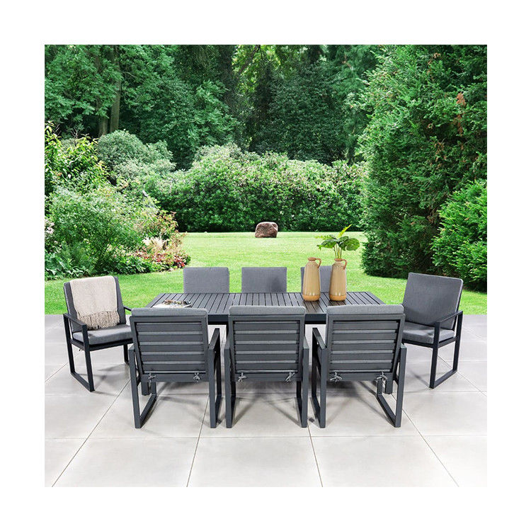 Metal Dining Armchair and Dining Table Set for 8 Seating in Villa Outdoor Dining