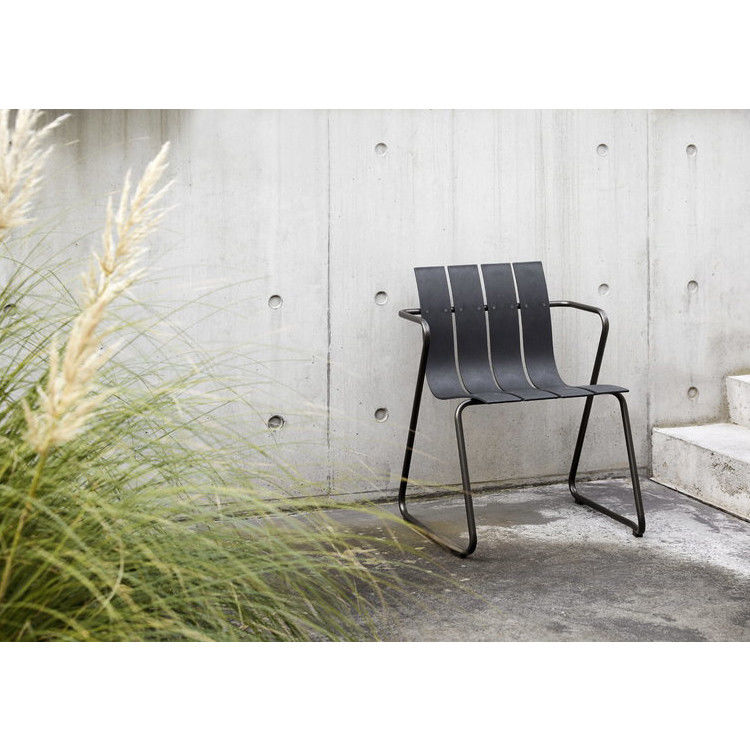 Metal Steel Garden Chair Set with Minimalist Design Plastic Wood Armchair by AJUNION