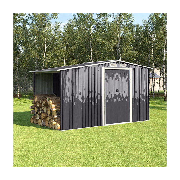 Easy-to-Assemble AJUNION Metal Garden Shed for Outdoor Storage and Firewood Solutions