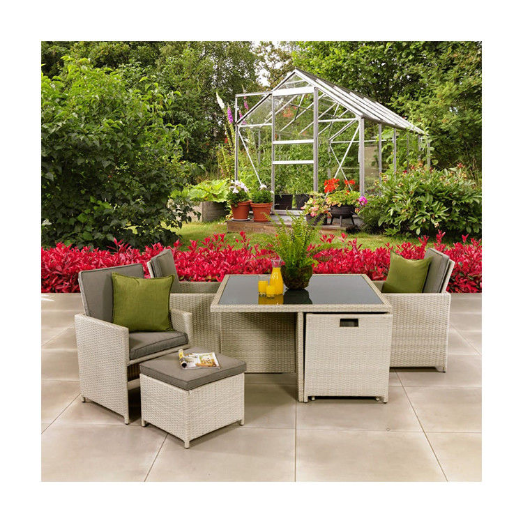 AJUNION PE Rattan Outdoor Dining Furniture Set for 4 Seating Compact Garden Furniture