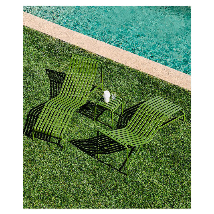 Outdoor Metal Chaise Lounger and Side Table Set for Relaxation L164.5 x W65.5 x H70cm