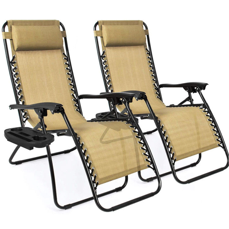 None Logo Outdoor Beach Patio Garden Camping Hiking Portable Folding Steel Recliner Chaise Lounge Chair