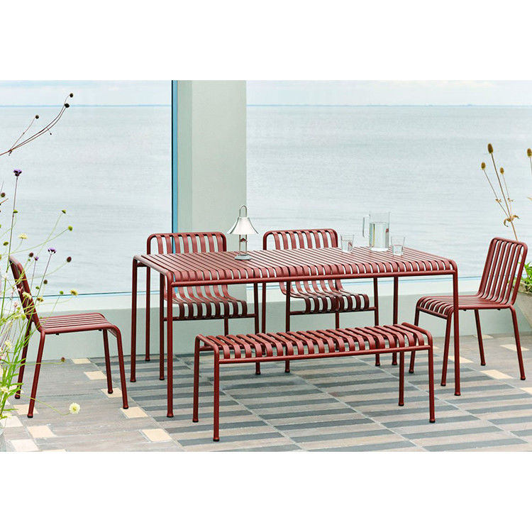 Minimalist Style Outdoor Metal Furniture Set L56 x W47 x H80cm Chair Size Steel Frame
