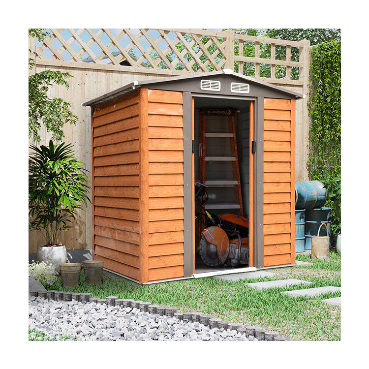 AJUNION Modern Design Metal Storage Shed for Sheds Storage 55.5kg Wood Grain Effect