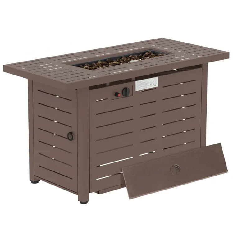Stocked Outdoor Indoor Patio Garden Rectangular Propane Gas Fire Pit Table Smokeless