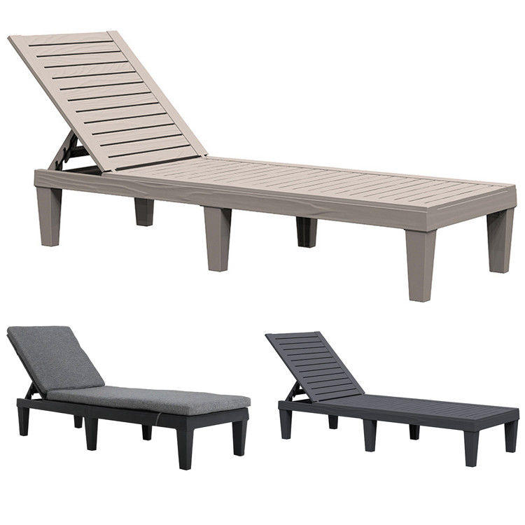 Outdoor Furniture Sun Bed for Swimming Pool Plastic Stackable Chaise Lounge Chair